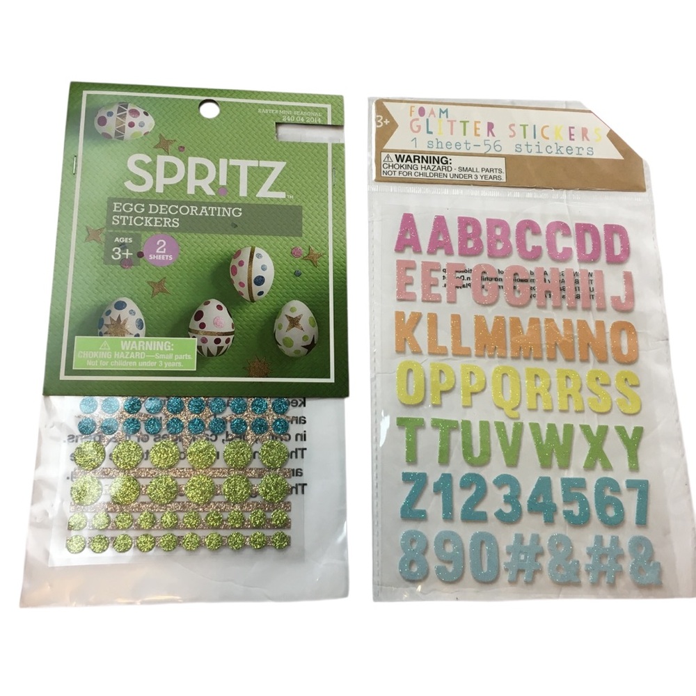 Glitter Stickers Foam Alphabet Letters Numbers Shapes 3 Sheets Crafts Homeschool